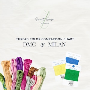 DMC Milan Thread Color Comparison Chart | Needlepoint Embroidery Guide (PDF Download)