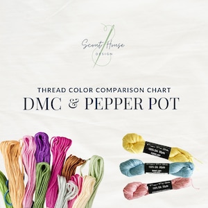 DMC to Pepper Pot Thread Conversion Chart | Color Comparison Guide | Printable PDF Digital Download | Needlepoint Embroidery Cross Stitch