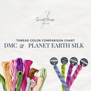 DMC Planet Earth Silk Thread Comparison Chart | Needlepoint Embroidery Cross Stitch (PDF Download)