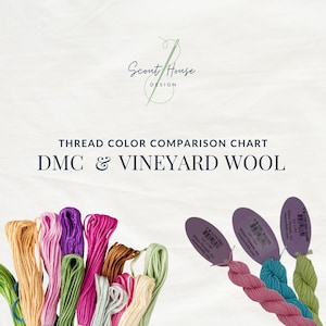 DMC Vineyard Wool Thread Comparison Chart | Needlepoint Tapestry Fiber Arts (PDF Download)