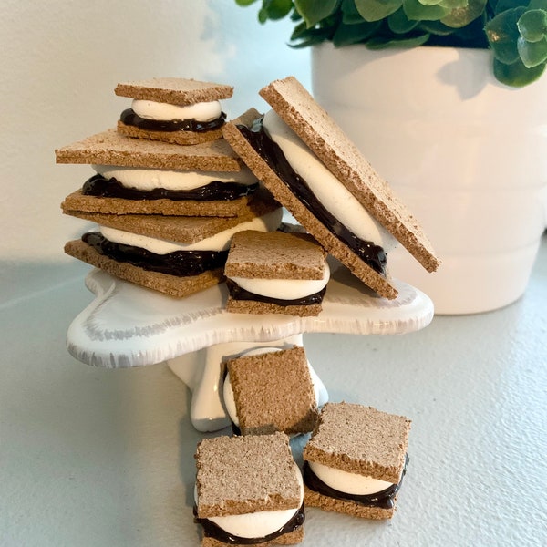 Faux S'mores for Decorations or Props with Faux Graham Crackers, Faux Marshmallow, and Faux Melted Chocolate