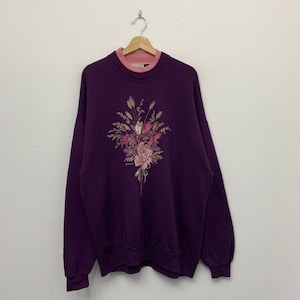 Vintage 90s Morning Sun Mouse Flower Double Collar Crewneck Sweatshirt Size 2XL