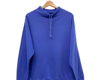 Vintage 90s The North Face Mock Neck Sweatshirt Size M Plain Sleeve Logo Sweater