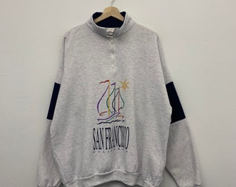 vintage années 90 San Francisco Californie Half Zip Sweatshirt Taille XL