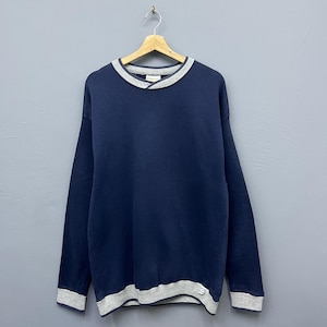 Vintage 90s Discus Athletic Made in Usa Navy Blue Pullover Sweatshirt Size Medium