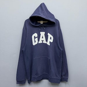 トップス old gap navy hoodie 00s 90s y2k Rare!! Vintage 90s GAP Navy Color Hoodie Embroidered Big