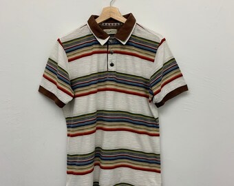 Double Collared Stripe Polo Shirt Size 