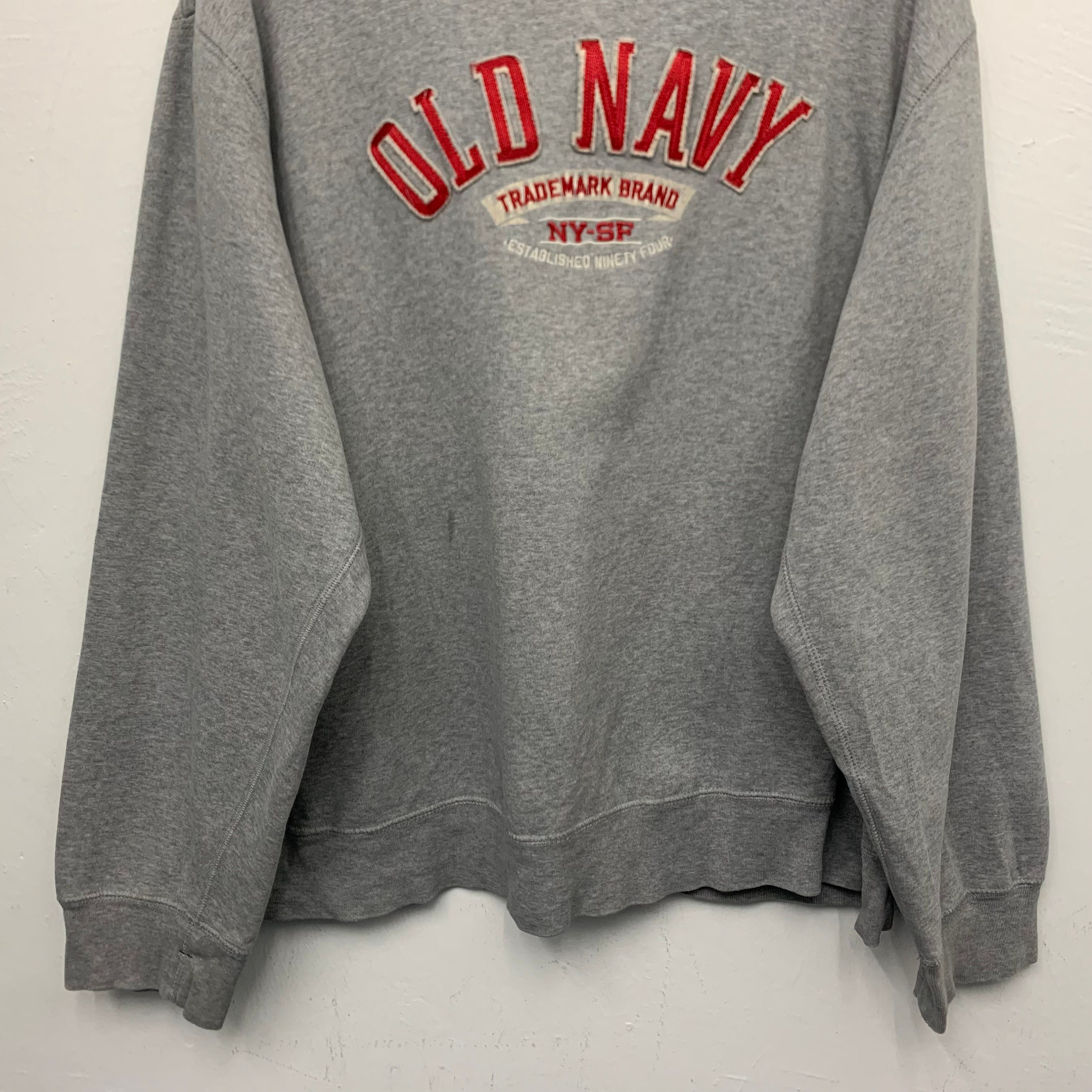 Sweat Vintage Années 90 Old Navy - Gris Marine, Col Ras Du Cou - Taille XL (56) - Homme