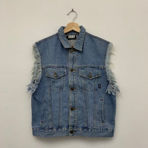 Vintage DKNY Sleeveless Denim Jacket Size Medium Rock Grunge
