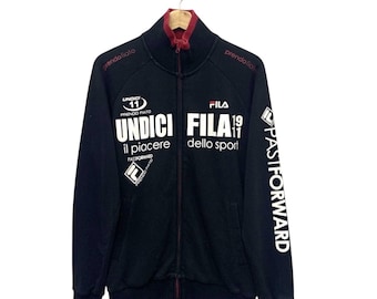 Veste de survêtement noire Fila « Pastfoward » vintage - Taille Moyenne