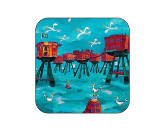 Red Sands Forts coaster from painting by David Weeks