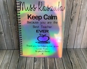 Personalised TEACHER notebook. A5 lined paper in kraft hardcover. Teacher,child minder,nursery teacher gift.