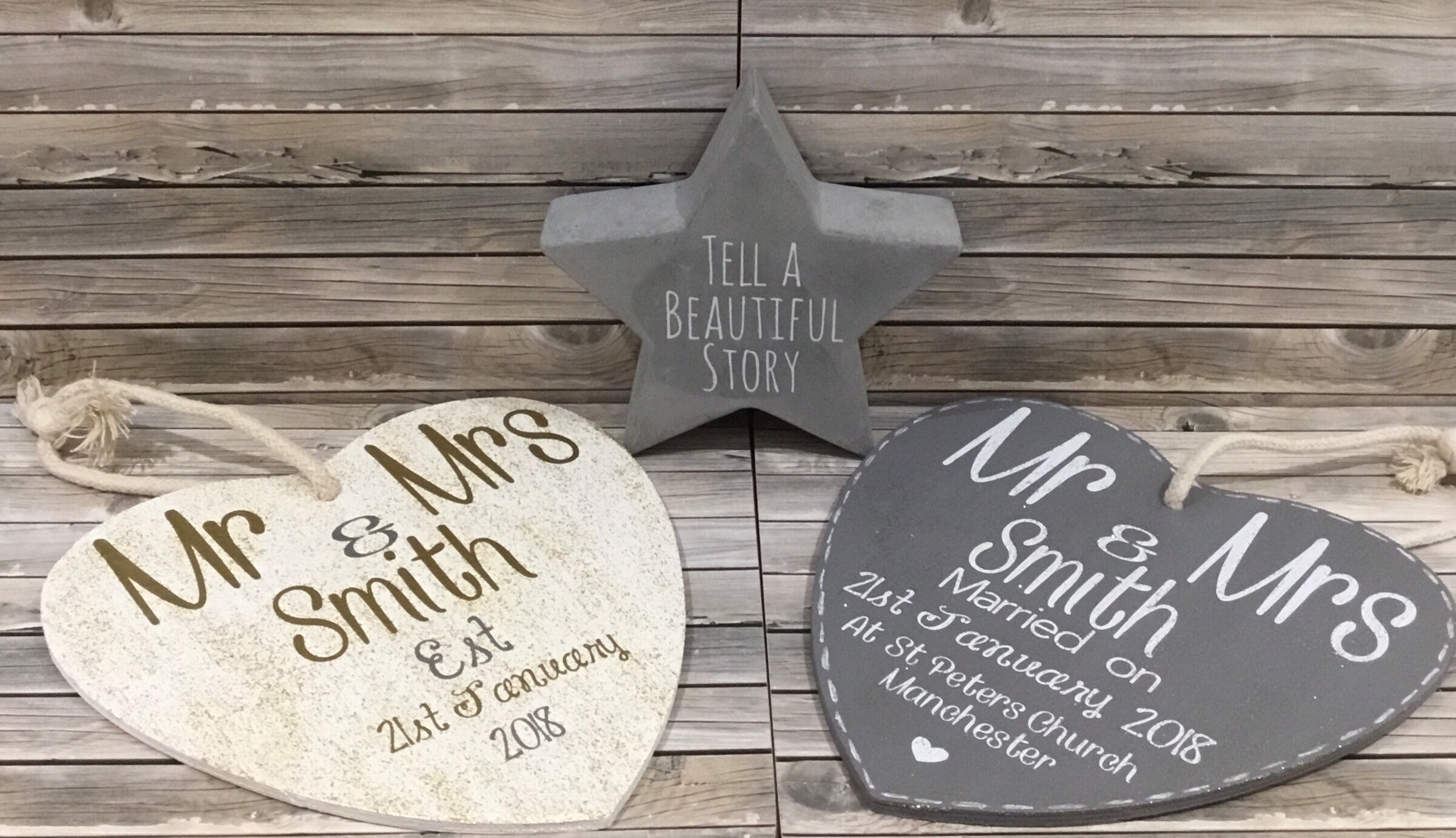 Personalised wooden heart shaped plaque. Weddings Etsy