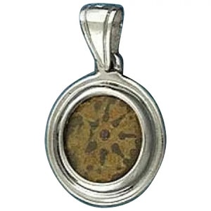 Widow&#39;s mite coin Silver necklace from Jerusalem