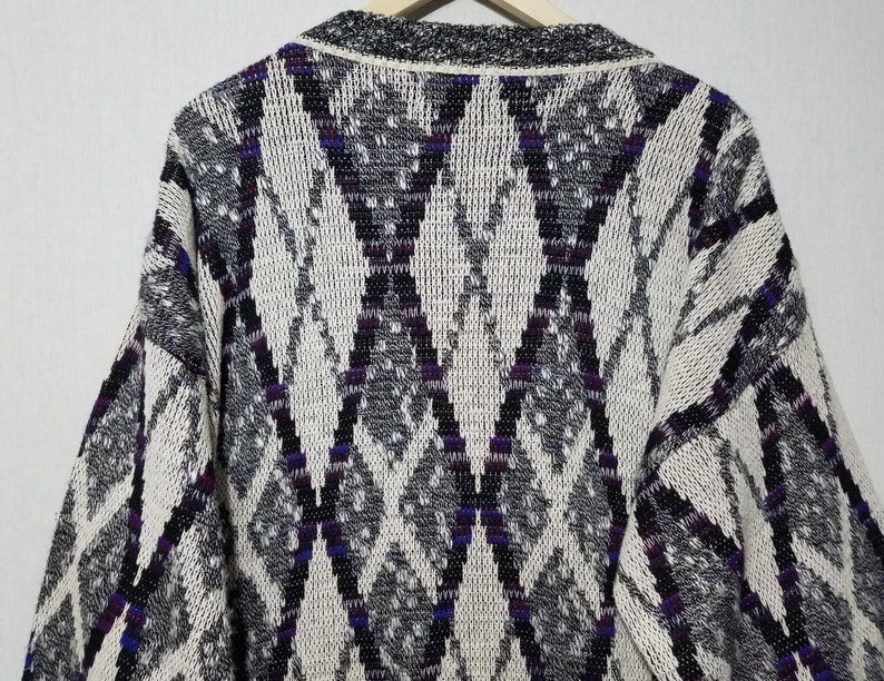 1990s Sweater Vintage 80s Mens Sweater 80s Sweater 90s Sweater Ugly Sweater Geometric XL Oversized 1980s Sweater
