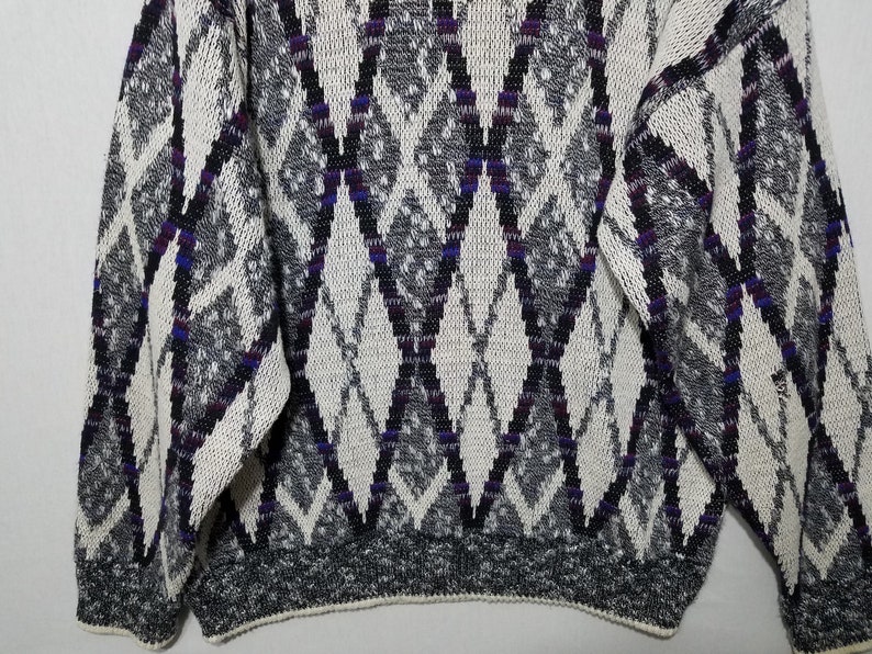 1990s Sweater Vintage 80s Mens Sweater 80s Sweater 90s Sweater Ugly Sweater Geometric XL Oversized 1980s Sweater