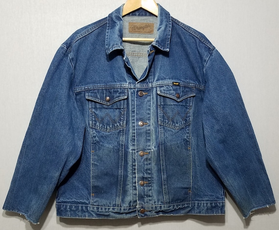 Distressed Vintage 90s Wrangler Denim Jacket - XL - J… - Gem