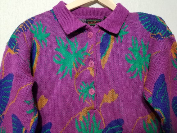 Vintage 80s Butterfly Party Sweater Dress - M - L… - image 2