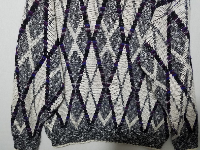 1990s Sweater Vintage 80s Mens Sweater 80s Sweater 90s Sweater Ugly Sweater Geometric XL Oversized 1980s Sweater