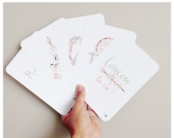 Baby and twins 34 BOHO INDIAN milestone cards