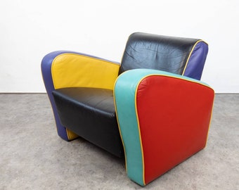 Postmodern multicolored Memphis style armchair