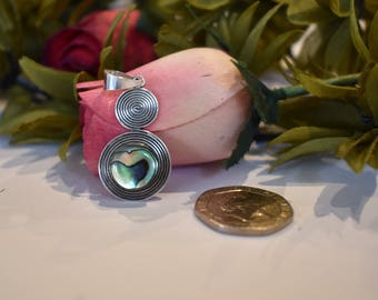 Abalone Shell Pendant, Sterling Silver 925