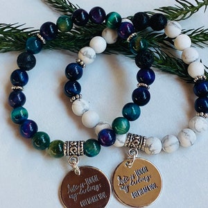 Life is tough my darling but so are you, diffuser bracelet, inspirational jewelry, lava stone, encouraging bracelet