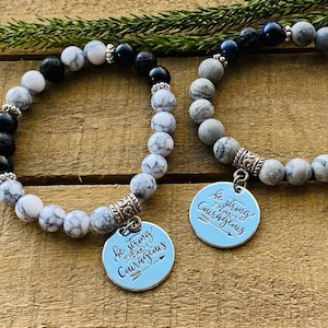 Sé fuerte y valiente, sé fuerte y valiente joyería, pulsera difusora, pulsera alentadora, joyería inspiradora, verso de la biblia
