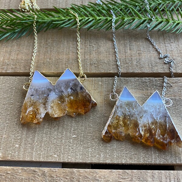 Citrine mountain necklace, mountain necklace, citrine, Stone Mountain , gold mountain necklace, silver mountain necklace, gift for her