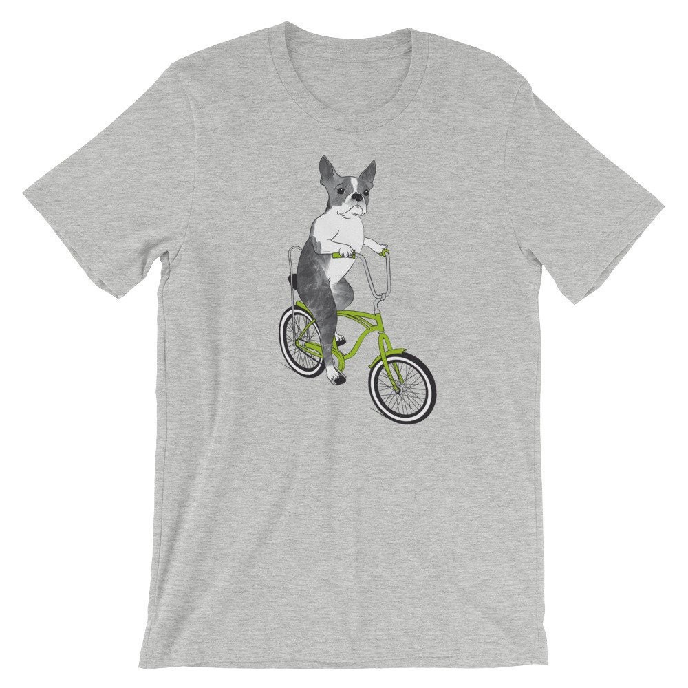 Boston Terrier Dog on a Bike Shirt Funny Gift for Dog Lovers | Etsy