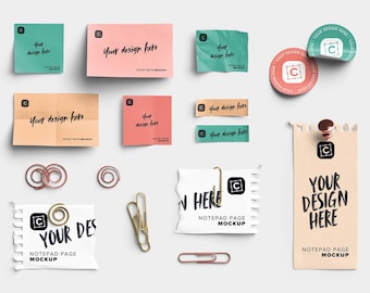 Marina Sticky Notes, Paper Clips Pack - Planner Accents for Digital Creators, Stylish Desk Details for Flatlays, Office Accessories