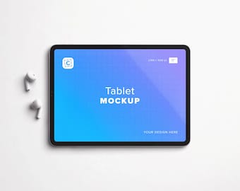 iPad Mockup (11inch) with Earphones, tablet mockup
