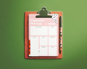 Clipboard Notebook Mockup: Pen & Elastic Holder (Digital File)
