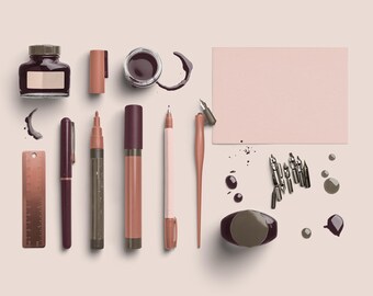 Earthy Tones PNG Pack, Calligraphy & Branding Props