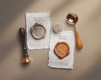 High-Resolution Wax Seal Card Mockup for Wedding Invitations, Luxury Stationery & Branding - Editable Colors, Customizable Scenes
