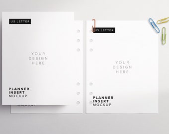 US Letter Planner Insert Mockup: Editable Stationery (PSD)