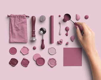 Rosewood Sealing Wax PNG Pack, Romantic Berry & Blush Tones, High Resolution Wedding Branding Elements, Feminine Stationery Clipart