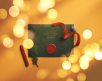 Holiday Wax Seal Mockup Pack – Christmas Card Stationery Templates