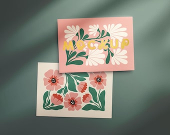 7x5in Horizontal Card Mockup Set, Professional Presentation, Photoshop Compatible, Minimalist Design, Stationery Preview