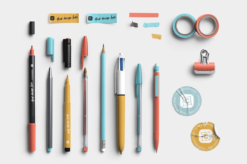 Digital Planner Toolkit - Desk Scene Props, Marker Pen Set, Washi Tape ...