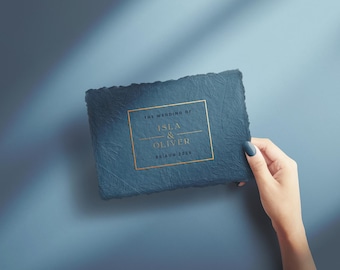 7x5in Handmade Paper Mockup with Realistic Deckle Edges - Editable Hands and Nails - Print, Foil, Embossed, Letterpress Effects