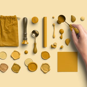 Golden Sealing Wax PNG Pack, Warm Tone Digital Elements (31 Files)