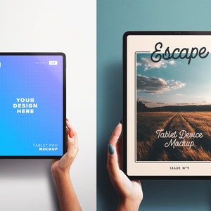 iPad Pro 12inch Portrait Mockup with Hands, Hands Holding Tablet