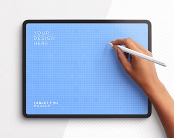 iPad Pro 12.9'' Mockup with Hand Holding Pencil