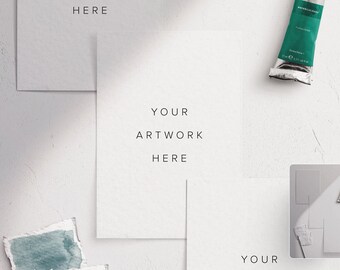 3.5x5 Watercolor Paper Art Scene with Paint Brush