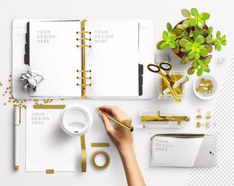 Minimalist Desktop Mockup: Journal & Stationery (Digital Download)