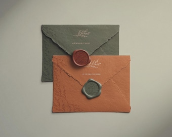 Premium Handmade Envelopes & Metallic Wax Seals Mockup - High-Resolution, Editable Colors, Artisan Branding