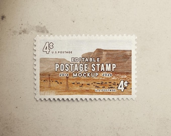 Realistic Horizontal Stamp Mockup, Customizable PSD for Designers, Changeable Color Background, Perfect for Invitations, Logos & Branding