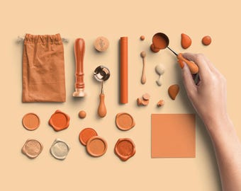 Tangerine Sealing Wax PNG Pack, Earthy Fall Invitation Design, Rustic Wax Seal Clipart, Terracotta Wax Elements, Warm Tone Overlay