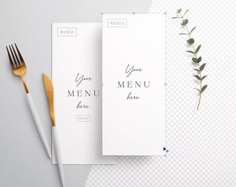 Table 4x9in Menu with Cutleries and Eucalyptus